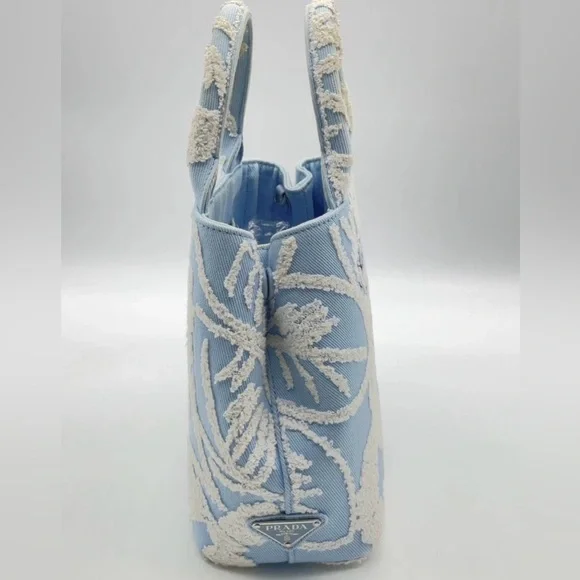 Prada Milano CELESTE BIAN SKY BLUE DRILL Blue & White Women's Bag crossbody bag - Picture 5 of 15